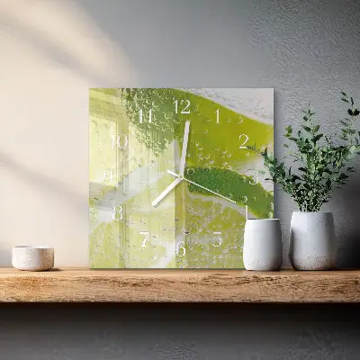 Moderne wandklok glas vierkant Water met kalk