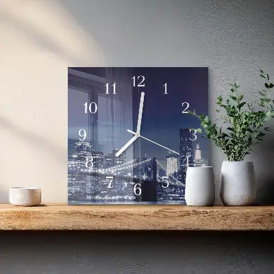 Moderne wandklok glas vierkant Horizon