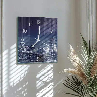 Moderne wandklok glas vierkant Horizon