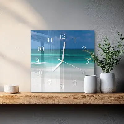 Vierkante glas klok Strand zee