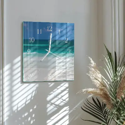 Vierkante glas klok Strand zee
