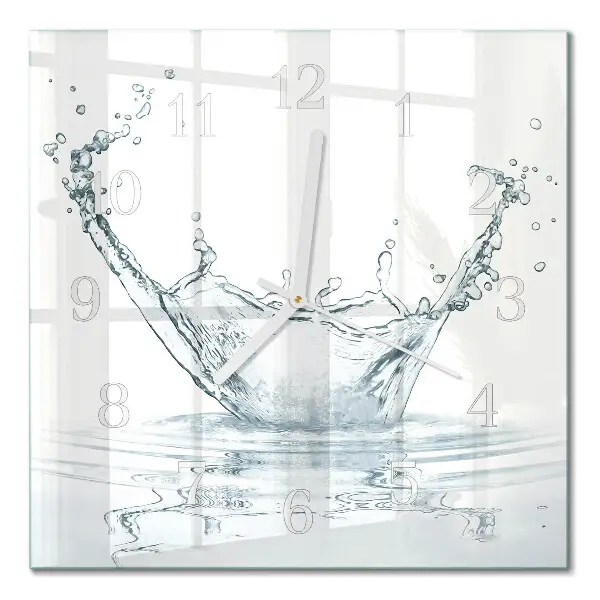 Vierkante glazen klok Water