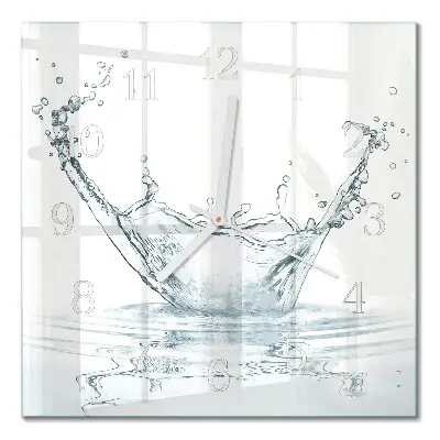 Vierkante glazen klok Water