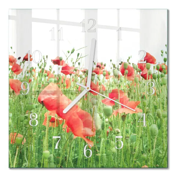 Moderne wandklok glas vierkant Klaprozen