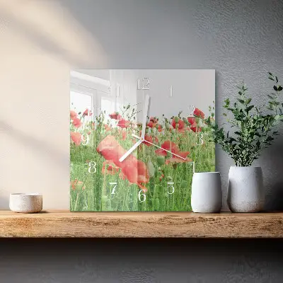 Moderne wandklok glas vierkant Klaprozen