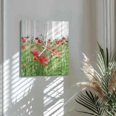 Moderne wandklok glas vierkant Klaprozen
