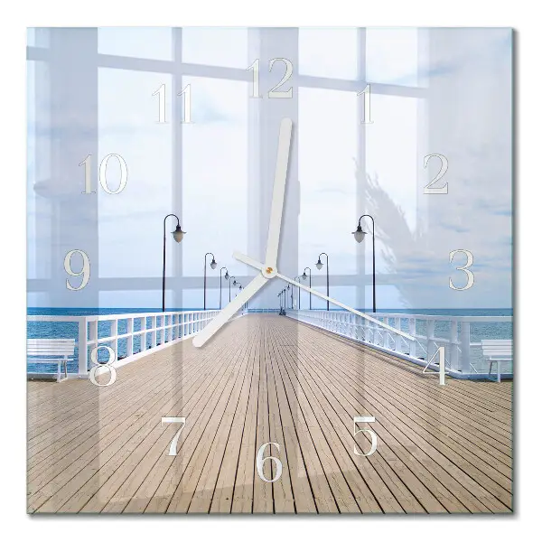 Vierkante glazen wandklok Pier