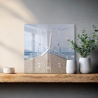Vierkante glazen wandklok Pier