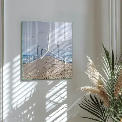 Vierkante glazen wandklok Pier
