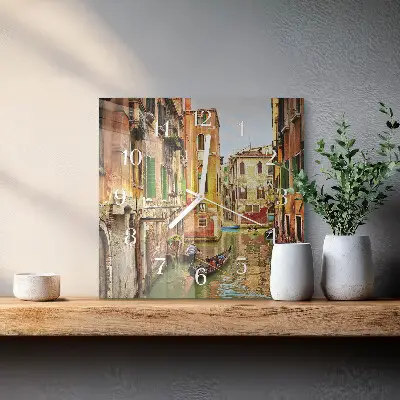 Moderne wandklok glas vierkant Venetiaanse boot