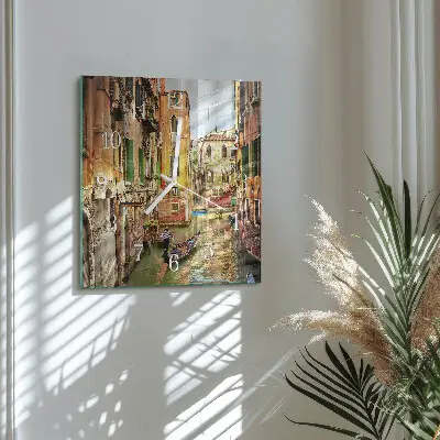 Moderne wandklok glas vierkant Venetiaanse boot