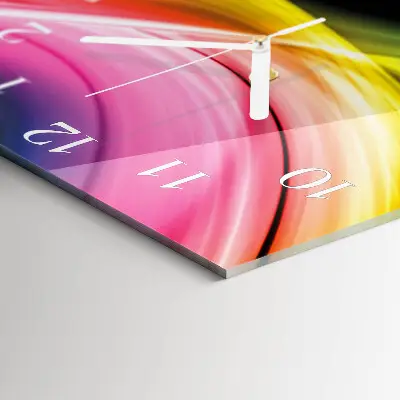 Vierkante glazen wandklok Abstracte lijnen