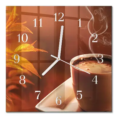Moderne wandklok glas vierkant Koffie