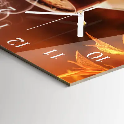 Moderne wandklok glas vierkant Koffie