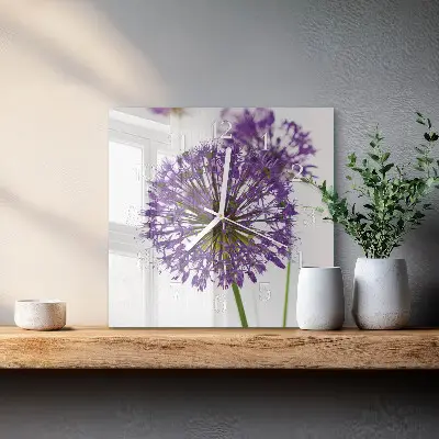 Decoratieve glazen klok vierkant Bloem