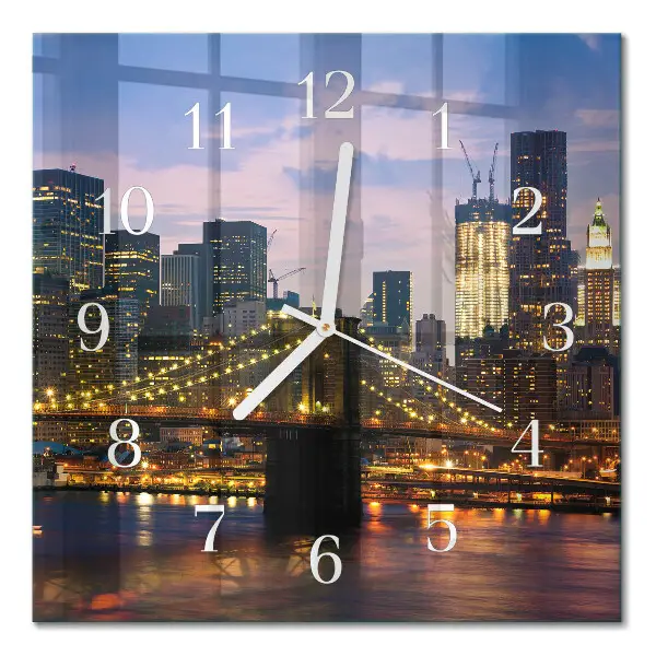 Moderne wandklok glas vierkant Horizontale brug