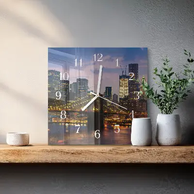 Moderne wandklok glas vierkant Horizontale brug
