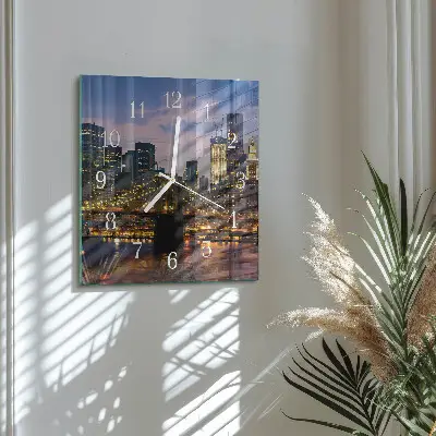 Moderne wandklok glas vierkant Horizontale brug