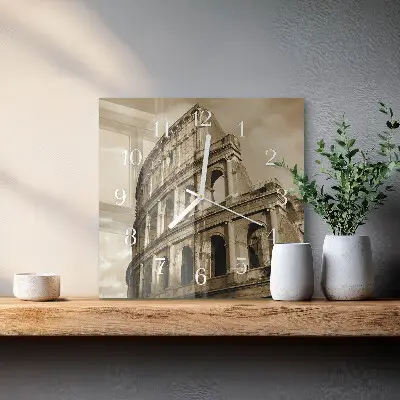 Vierkante glas klok Het colosseum in sepia