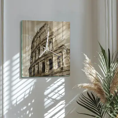 Vierkante glas klok Het colosseum in sepia