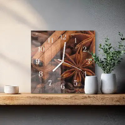 Vierkante glazen wandklok Vanille