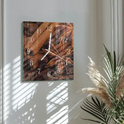 Vierkante glazen wandklok Vanille