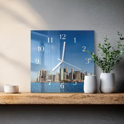 Vierkante glazen klok Horizon