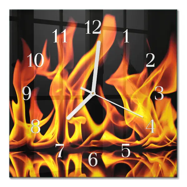Moderne wandklok glas vierkant Vuur
