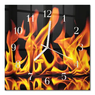 Moderne wandklok glas vierkant Vuur