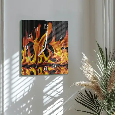 Moderne wandklok glas vierkant Vuur