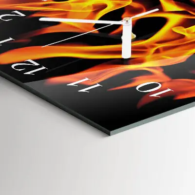 Moderne wandklok glas vierkant Vuur
