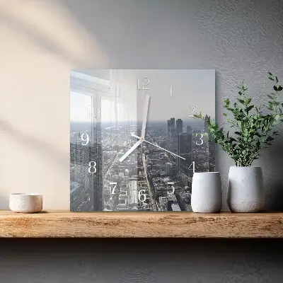 Moderne wandklok glas vierkant Horizon