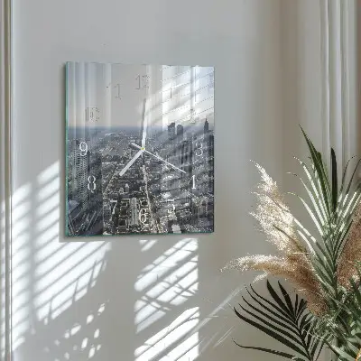 Moderne wandklok glas vierkant Horizon