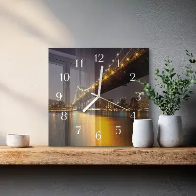 Vierkante glazen wandklok De brug aan de horizon