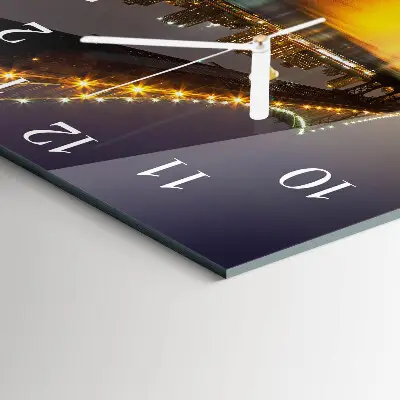Vierkante glazen wandklok De brug aan de horizon