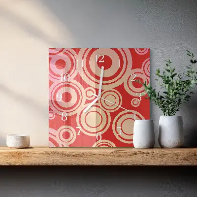 Decoratieve glazen klok vierkant Rode wielen