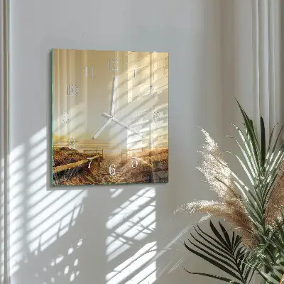 Vierkante glas klok Strandpad