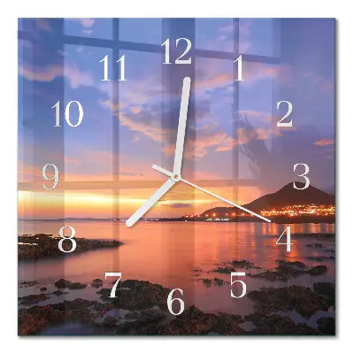 Moderne wandklok glas vierkant Zee-eiland
