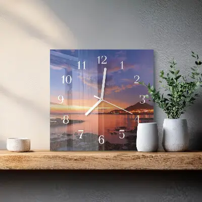 Moderne wandklok glas vierkant Zee-eiland