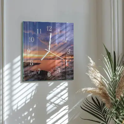 Moderne wandklok glas vierkant Zee-eiland