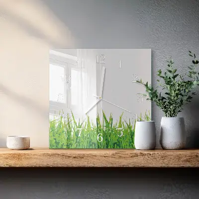 Decoratieve glazen klok vierkant Gras