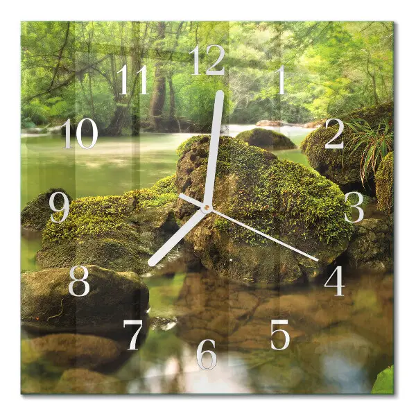 Moderne wandklok glas vierkant Rivierlandschap