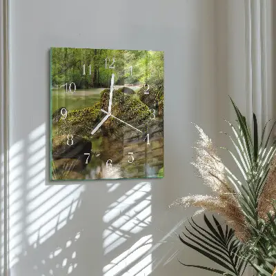 Moderne wandklok glas vierkant Rivierlandschap