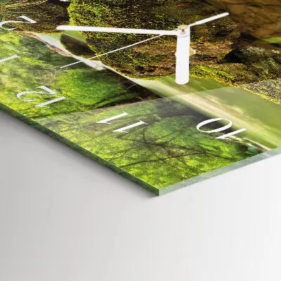 Moderne wandklok glas vierkant Rivierlandschap