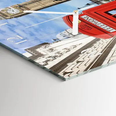 Vierkante glas klok Rode telefooncel