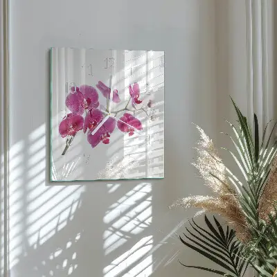 Vierkante glazen klok Orchidee