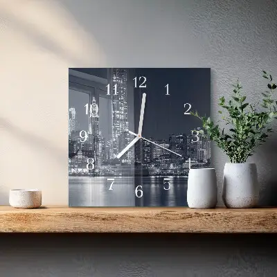 Moderne wandklok glas vierkant Horizon