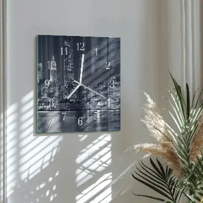 Moderne wandklok glas vierkant Horizon