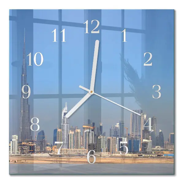Moderne wandklok glas vierkant Dubai horizon