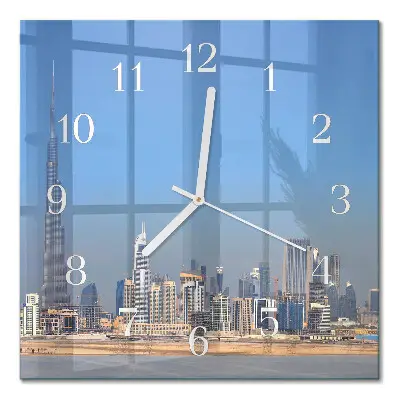 Moderne wandklok glas vierkant Dubai horizon